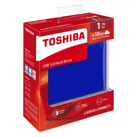 Toshiba Disco Duro Canvio Conect II 1TB Azul - Envío Gratuito