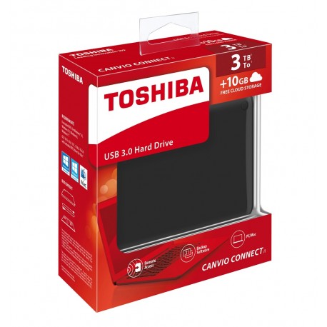 Toshiba Disco Duro Canvio Conect II 3TB Negro - Envío Gratuito